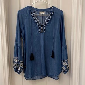 Denim long sleeve top
